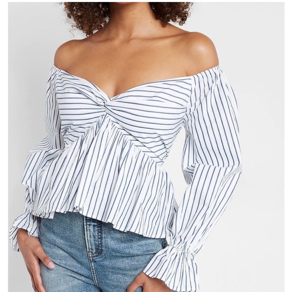 🔥 Closet Sale!  Express Stripped of the Shoulder Blouse